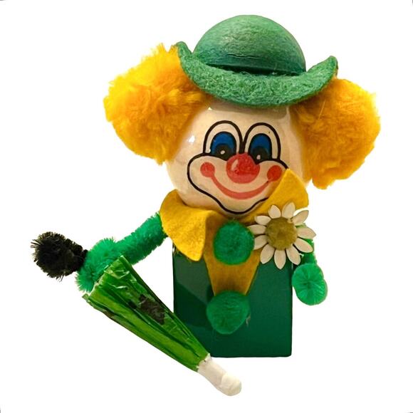 Dom Cafe Mainz Germany DECOUPAGE CLOWN BOX Irish Green Umbrella 1792 Cake Shop - Picture 1 of 4